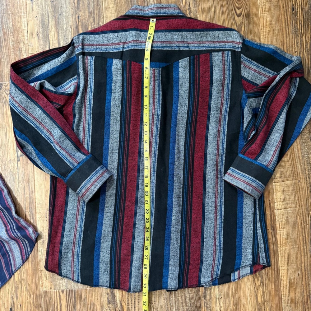 Wrangler Western‎ Shirt Mens XL Multicolor Striped Pearl Snap Cotton Vintage - Picture 7 of 10